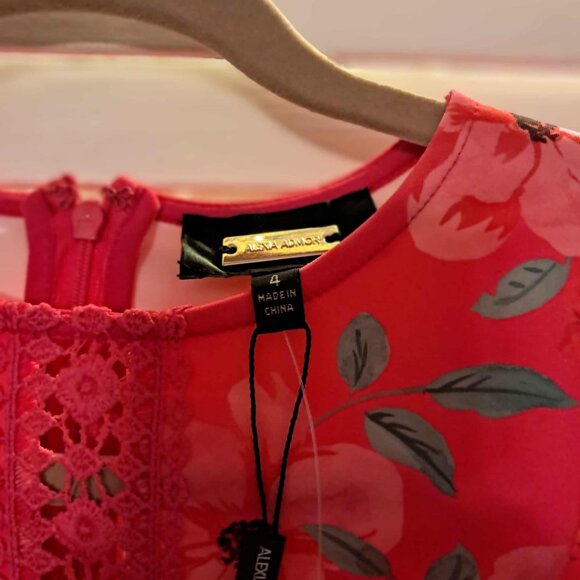 ALEXIA ADMOR BRIGHT PINK FLORAL LONG SLEEVE MINI DRESS 4 NWT - Picture 4 of 5